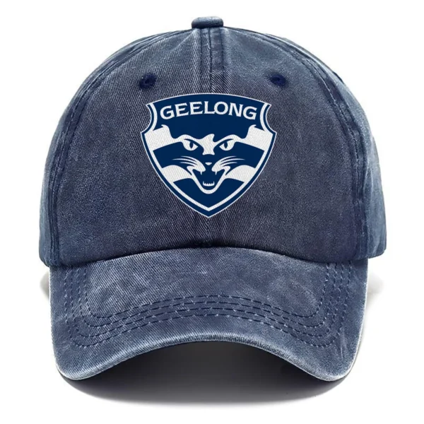 Geelong Cats AFL Exclusive Logo Washed Cotton Baseball Cap - Printed With Box HOAFL100525BC01GEEL - Navy