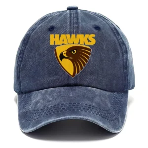 Hawthorn Hawks AFL Exclusive Logo Washed Cotton Baseball Cap - Printed With Box HOAFL100525BC01HAW - Navy