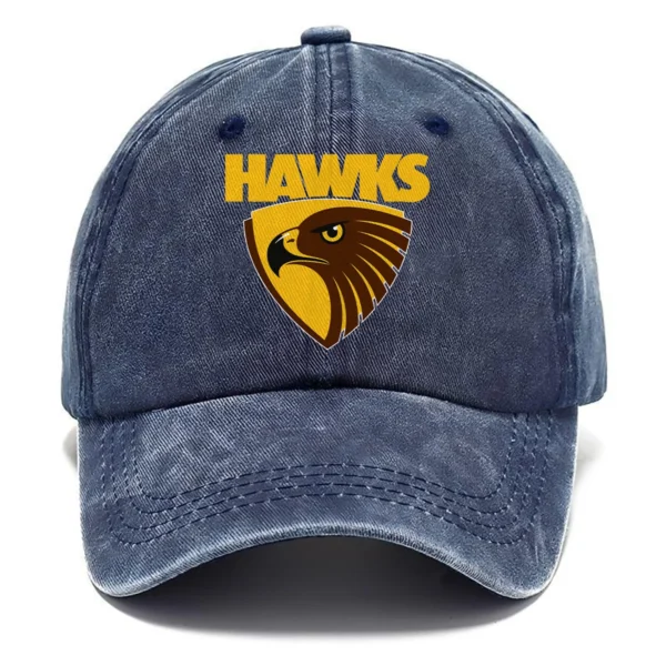 Hawthorn Hawks AFL Exclusive Logo Washed Cotton Baseball Cap - Printed With Box HOAFL100525BC01HAW - Navy