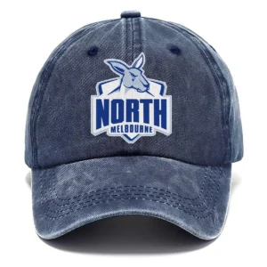 North Melbourne Kangaroos AFL Exclusive Logo Washed Cotton Baseball Cap - Printed With Box HOAFL100525BC01NMFC - Navy