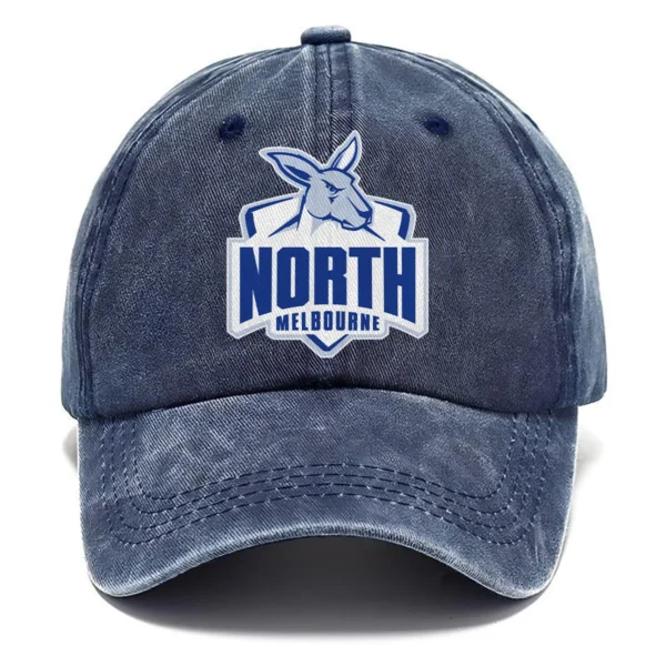 North Melbourne Kangaroos AFL Exclusive Logo Washed Cotton Baseball Cap - Printed With Box HOAFL100525BC01NMFC - Navy