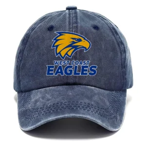 West Coast Eagles AFL Exclusive Logo Washed Cotton Baseball Cap - Printed With Box HOAFL100525BC01WCE - Navy