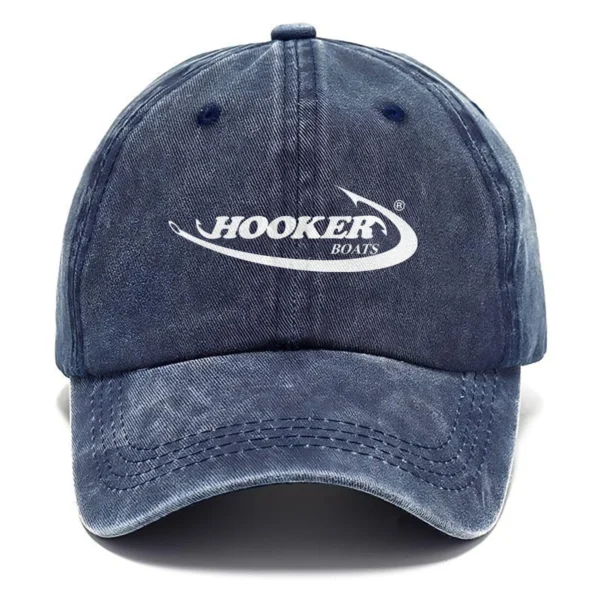 Hooker Boats Fishing AU Exclusive Logo Washed Cotton Baseball Cap - Printed With Box HOFS070525AU1HOO - Navy