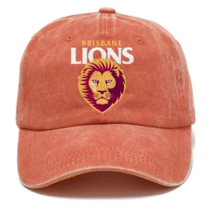 Brisbane Lions AFL Exclusive Logo Washed Cotton Baseball Cap - Printed With Box HOAFL100525BC01BL - Orange