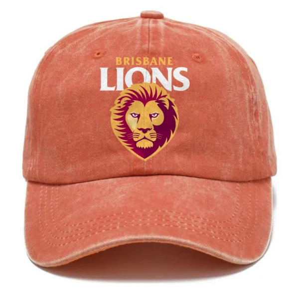 Brisbane Lions AFL Exclusive Logo Washed Cotton Baseball Cap - Printed With Box HOAFL100525BC01BL - Orange
