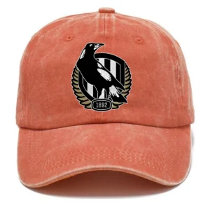 Collingwood Magpies AFL Exclusive Logo Washed Cotton Baseball Cap - Printed With Box HOAFL100525BC01COLL - Orange