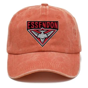 Essendon Bombers AFL Exclusive Logo Washed Cotton Baseball Cap - Printed With Box HOAFL100525BC01ESS - Orange
