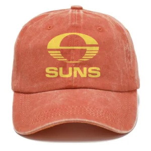 Gold Coast SUNS AFL Exclusive Logo Washed Cotton Baseball Cap - Printed With Box HOAFL100525BC01GCFC - Orange