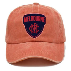 Melbourne Demons AFL Exclusive Logo Washed Cotton Baseball Cap - Printed With Box HOAFL100525BC01MELB - Orange