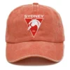 Sydney Swans AFL Exclusive Logo Washed Cotton Baseball Cap - Printed With Box HOAFL100525BC01SYD - Orange