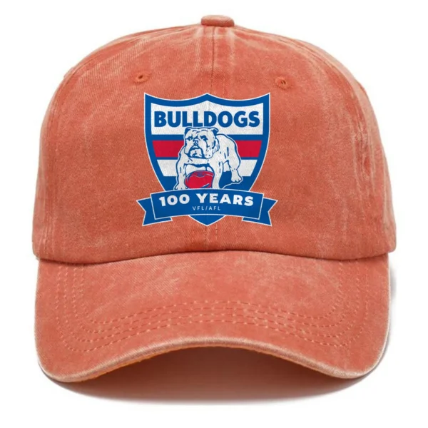 Western Bulldogs AFL Exclusive Logo Washed Cotton Baseball Cap - Printed With Box HOAFL100525BC01WB - Orange