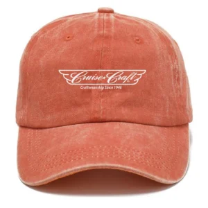 CruiseCraft Fishing AU Exclusive Logo Washed Cotton Baseball Cap - Printed With Box HOFS070525AU1CCB - Orange