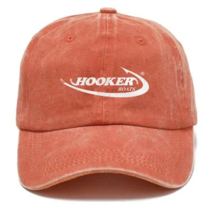 Hooker Boats Fishing AU Exclusive Logo Washed Cotton Baseball Cap - Printed With Box HOFS070525AU1HOO - Orange