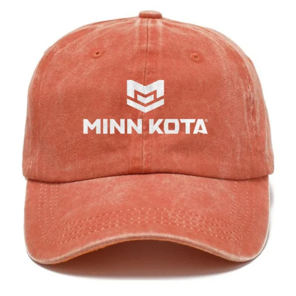 Minn Kota Fishing AU Exclusive Logo Washed Cotton Baseball Cap - Printed With Box HOFS070525AU1MNK - Orange