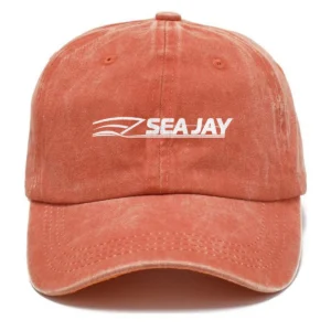 Sea Jay Fishing AU Exclusive Logo Washed Cotton Baseball Cap - Printed With Box HOFS070525AU1SJB - Orange