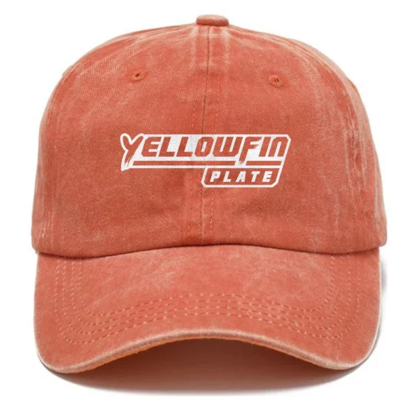 Yellowfin Plate Fishing AU Exclusive Logo Washed Cotton Baseball Cap - Printed With Box HOFS070525AU1YPB - Orange