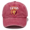 Brisbane Lions AFL Exclusive Logo Washed Cotton Baseball Cap - Printed With Box HOAFL100525BC01BL - Red