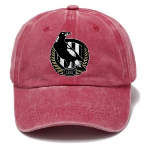Collingwood Magpies AFL Exclusive Logo Washed Cotton Baseball Cap - Printed With Box HOAFL100525BC01COLL - Red