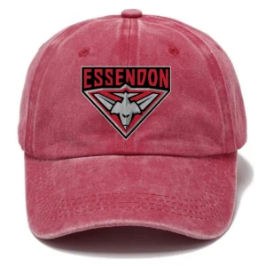 Essendon Bombers AFL Exclusive Logo Washed Cotton Baseball Cap - Printed With Box HOAFL100525BC01ESS - Red