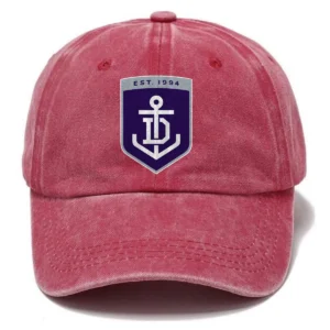 Fremantle Dockers AFL Exclusive Logo Washed Cotton Baseball Cap - Printed With Box HOAFL100525BC01FRE - Red
