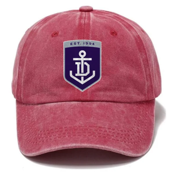 Fremantle Dockers AFL Exclusive Logo Washed Cotton Baseball Cap - Printed With Box HOAFL100525BC01FRE - Red