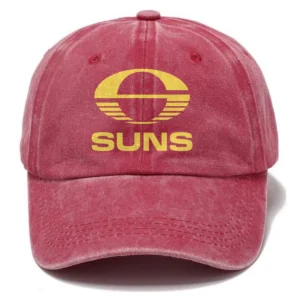 Gold Coast SUNS AFL Exclusive Logo Washed Cotton Baseball Cap - Printed With Box HOAFL100525BC01GCFC - Red