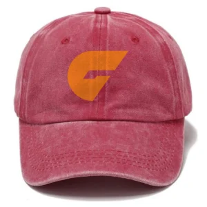 GWS Giants AFL Exclusive Logo Washed Cotton Baseball Cap - Printed With Box HOAFL100525BC01GWS - Red