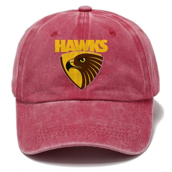 Hawthorn Hawks AFL Exclusive Logo Washed Cotton Baseball Cap - Printed With Box HOAFL100525BC01HAW - Red