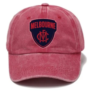 Melbourne Demons AFL Exclusive Logo Washed Cotton Baseball Cap - Printed With Box HOAFL100525BC01MELB - Red
