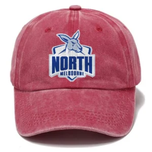 North Melbourne Kangaroos AFL Exclusive Logo Washed Cotton Baseball Cap - Printed With Box HOAFL100525BC01NMFC - Red