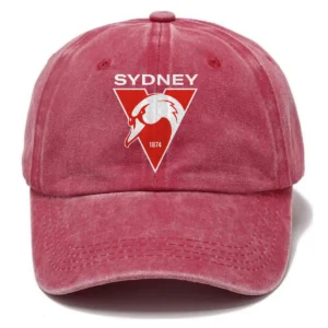 Sydney Swans AFL Exclusive Logo Washed Cotton Baseball Cap - Printed With Box HOAFL100525BC01SYD - Red