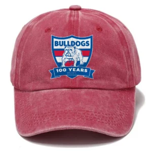 Western Bulldogs AFL Exclusive Logo Washed Cotton Baseball Cap - Printed With Box HOAFL100525BC01WB - Red