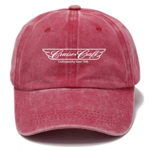 CruiseCraft Fishing AU Exclusive Logo Washed Cotton Baseball Cap - Printed With Box HOFS070525AU1CCB - Red