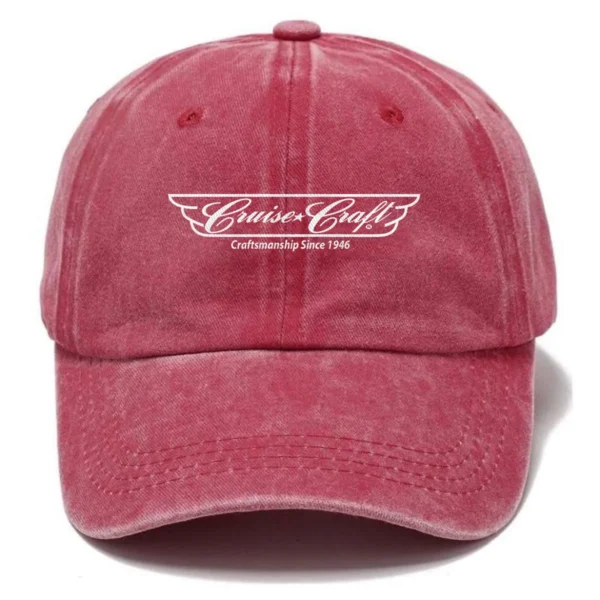 CruiseCraft Fishing AU Exclusive Logo Washed Cotton Baseball Cap - Printed With Box HOFS070525AU1CCB - Red