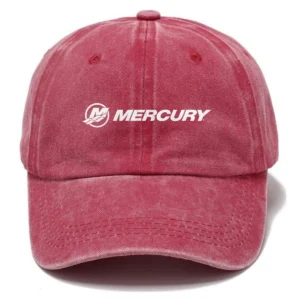 Mercury Marine Fishing AU Exclusive Logo Washed Cotton Baseball Cap - Printed With Box HOFS070525AU1MCM - Red