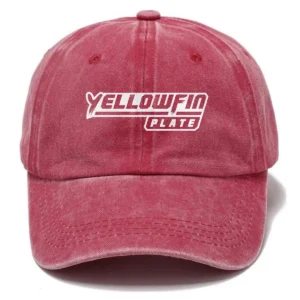 Yellowfin Plate Fishing AU Exclusive Logo Washed Cotton Baseball Cap - Printed With Box HOFS070525AU1YPB - Red