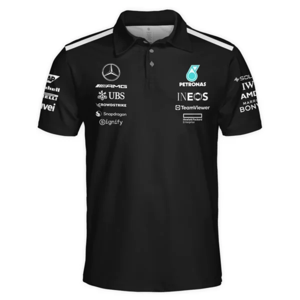 2025 Team Mercedes-AMG Petronas F1 Polo Shirt All Over Prints BLMER6525A1PL - Image 2