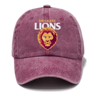Brisbane Lions AFL Exclusive Logo Washed Cotton Baseball Cap - Printed With Box HOAFL100525BC01BL - Rose