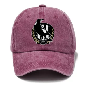 Collingwood Magpies AFL Exclusive Logo Washed Cotton Baseball Cap - Printed With Box HOAFL100525BC01COLL - Rose