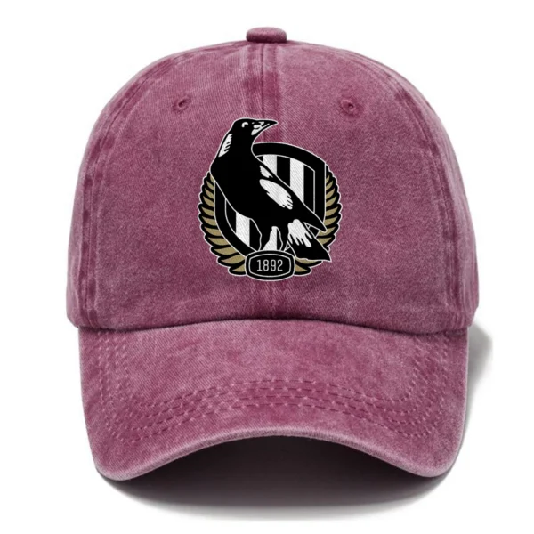 Collingwood Magpies AFL Exclusive Logo Washed Cotton Baseball Cap - Printed With Box HOAFL100525BC01COLL - Rose
