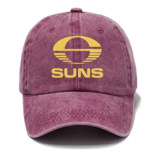 Gold Coast SUNS AFL Exclusive Logo Washed Cotton Baseball Cap - Printed With Box HOAFL100525BC01GCFC - Rose