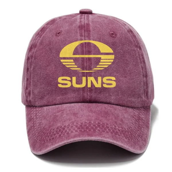Gold Coast SUNS AFL Exclusive Logo Washed Cotton Baseball Cap - Printed With Box HOAFL100525BC01GCFC - Rose