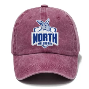 North Melbourne Kangaroos AFL Exclusive Logo Washed Cotton Baseball Cap - Printed With Box HOAFL100525BC01NMFC - Rose