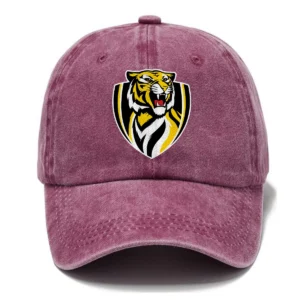 Richmond Tigers AFL Exclusive Logo Washed Cotton Baseball Cap - Printed With Box HOAFL100525BC01RICH - Rose
