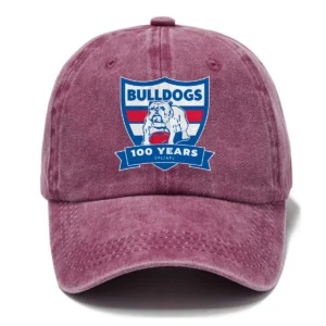 Western Bulldogs AFL Exclusive Logo Washed Cotton Baseball Cap - Printed With Box HOAFL100525BC01WB - Rose