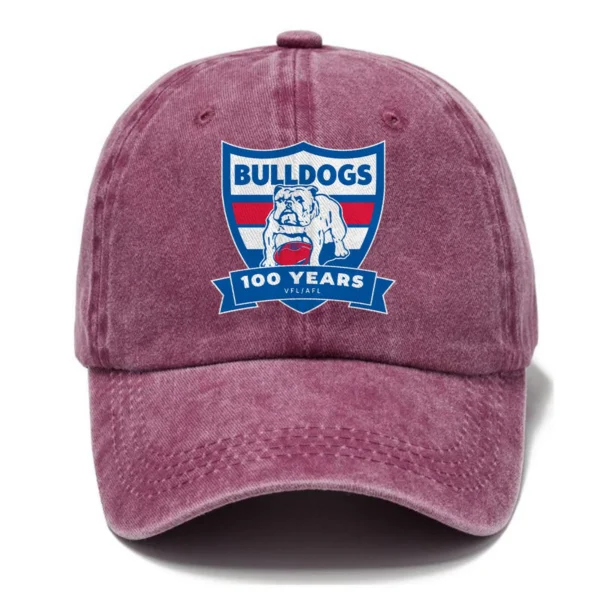 Western Bulldogs AFL Exclusive Logo Washed Cotton Baseball Cap - Printed With Box HOAFL100525BC01WB - Rose