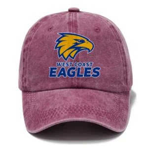 West Coast Eagles AFL Exclusive Logo Washed Cotton Baseball Cap - Printed With Box HOAFL100525BC01WCE - Rose