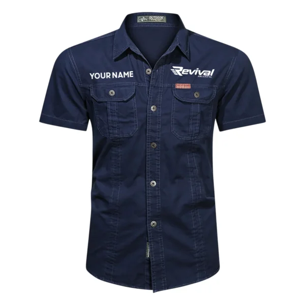 Revival Boats Fishing AU Exclusive Logo Casual Shirt HOFS060525AU1RVB - Dark Blue