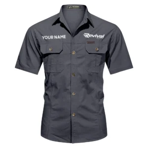 Revival Boats Fishing AU Exclusive Logo Casual Shirt HOFS060525AU1RVB - Dark Gray