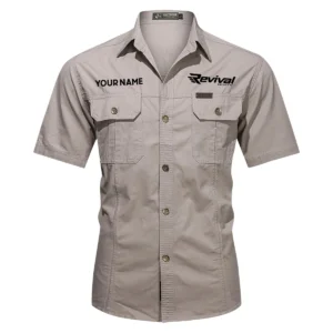 Revival Boats Fishing AU Exclusive Logo Casual Shirt HOFS060525AU1RVB - Gray